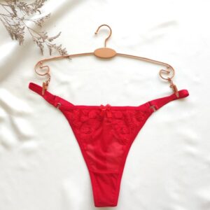 tanga regulable semihilo tul licrado rojo con encaje modelo dalia